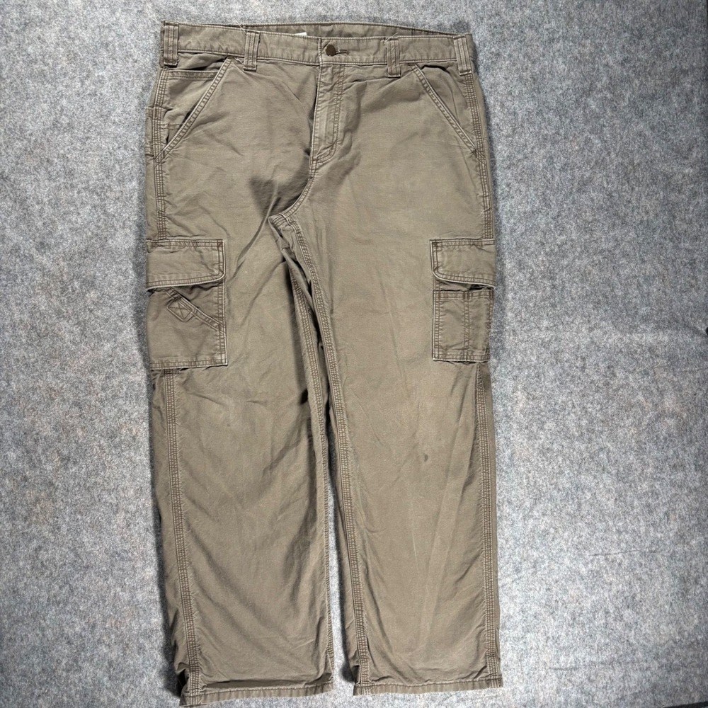 Carhartt‎ Mens 36x30 Brown Dungaree Fit Cargo Pants B260 LBR Work Utility Baggy